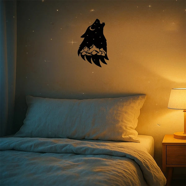 Gothic Howling Wolf Metal Wall Art Black Dark Academia Decor For Living Room Bedroom Office Halloween Christmas Gift - view 4