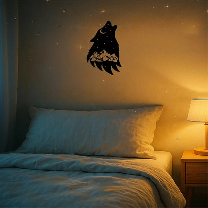 Gothic Howling Wolf Metal Wall Art Black Dark Academia Decor For Living Room Bedroom Office Halloween Christmas Gift - view 4