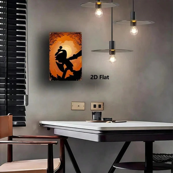 Halloween Link Silhouette Metal Sign 8x12 Inch, Sturdy 2D Flat Plaque, Spooky Wall Decor For Bedroom Bar Home Party - view 3