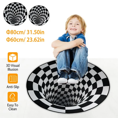 3D Visual Floor Area Mat Anti-slip Illusion Rug Doormat Round Living Room Carpet Mat - view 6