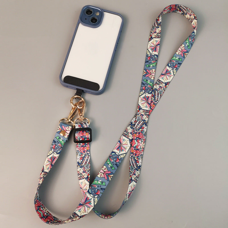 Women's Long Cross-body Retro Totem Pattern Mobile Phone Lanyard - view 2