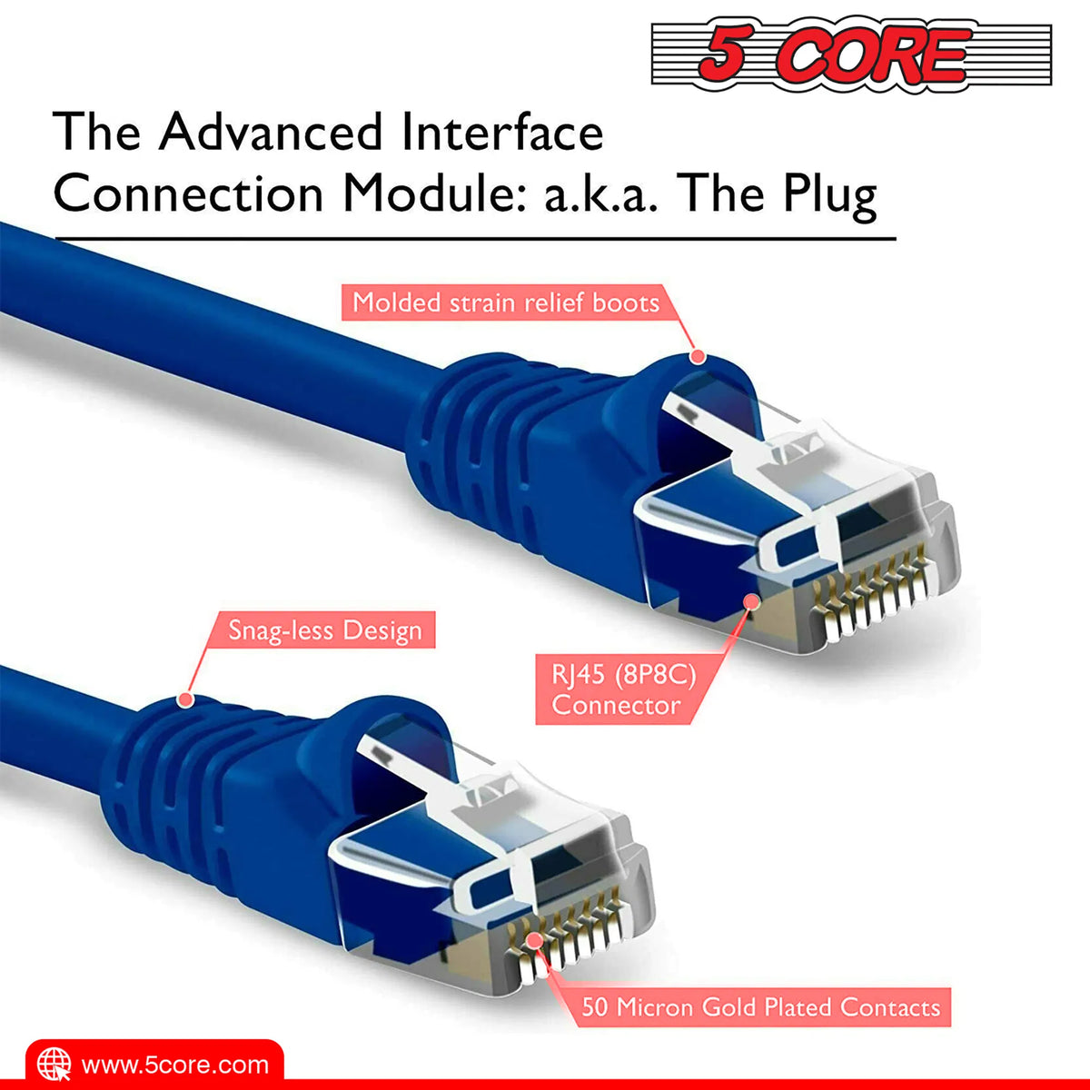 5Core Cat 6 Ethernet Cable 20ft Long Computer Internet Cables WiFi RJ45 Cord - view 9