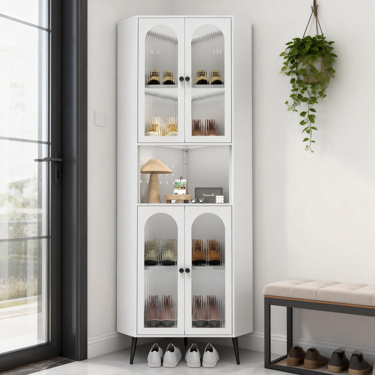 73inch Corner Cabinet, Metal Storage Cabinet With Doors And Adjustable Shelves - view 9
