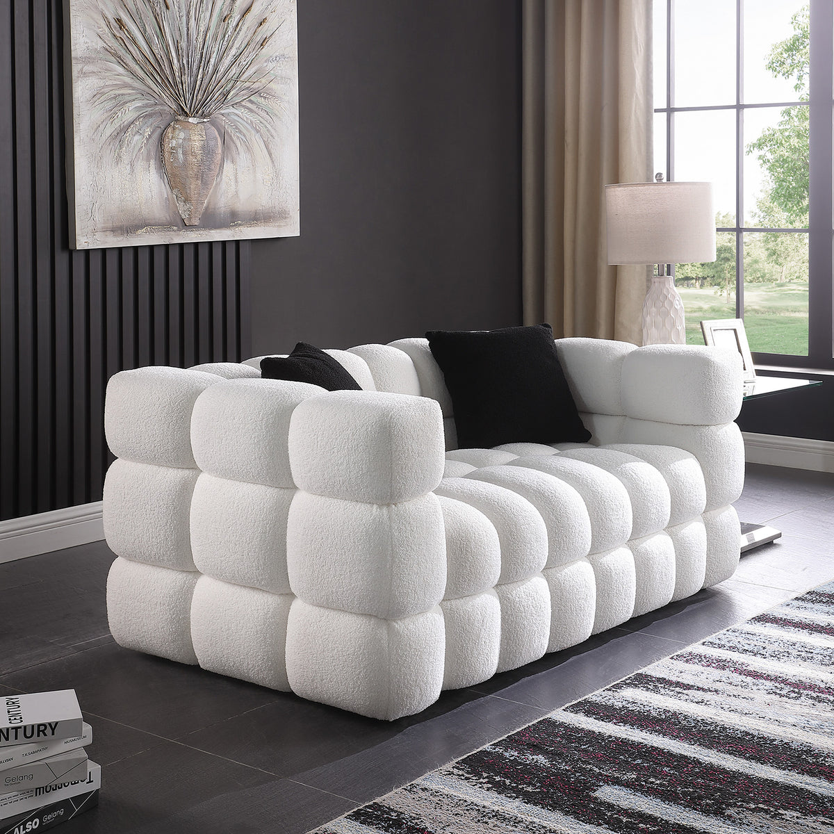 62.2length,35.83inch Deepth,human Body Structure For USA People, Marshmallow Sofa,boucle Sofa,White Color, 2 Seater - view 9