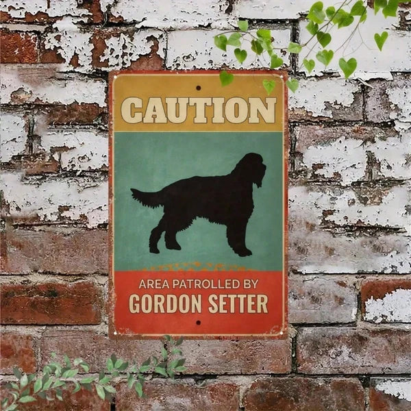 Vintage Gordon Setter Warning Sign, 2D Flat Metal Iron Plaque, Funny Caution Decor, Rustic Garden Gate Bar Wall Art - view 4