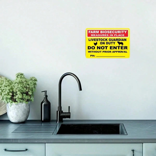 1pc Vale Farm Biosecurity Livestock Guardian Metal Sign, Caution Danger Safety Warning Notice, Safety Warning Notice - view 3