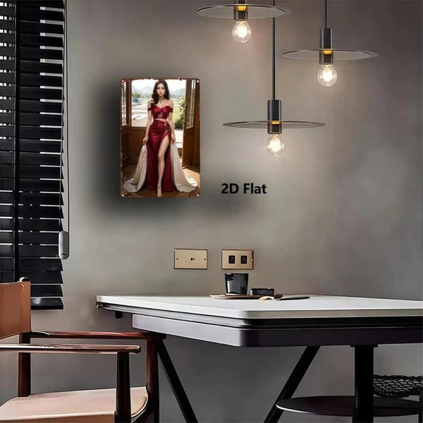 Vintage Tin Sign Elegant Red Dress Lady Metal Wall Art, Farmhouse Kitchen Cafe Decor - view 4