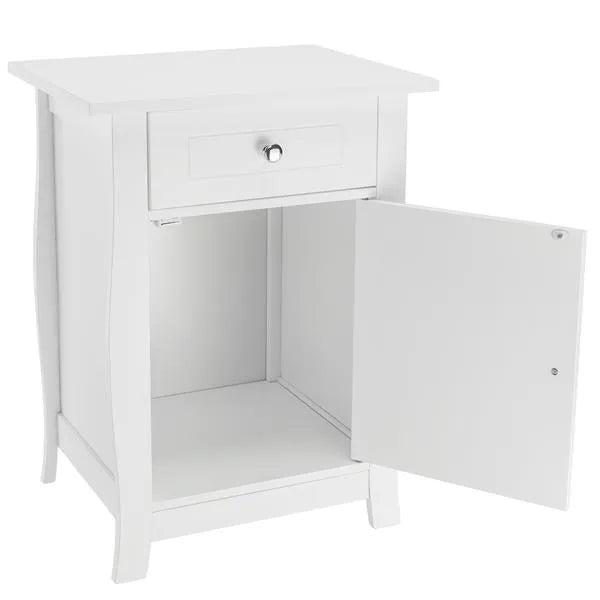 Single Door Bedside Cabinet with A Drawer White - view 4