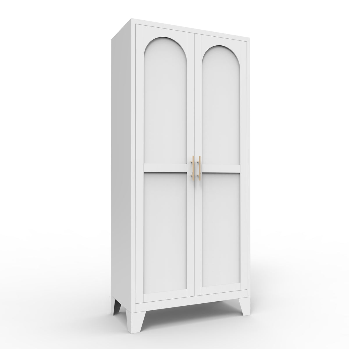 61'' 2 Shapely Doors Cabinet, Metal Storage Cabinet With Doors And Adjustable Shelves, For Bedroom, Living Room White - view 4