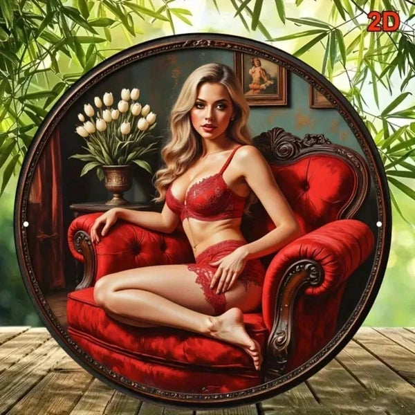 Vintage Red Woman Silhouette Aluminum Tin Metal Sign 8x8 Inch Retro Wall Decor Classic Artwork Home Kitchen Bar Cafe - view 3