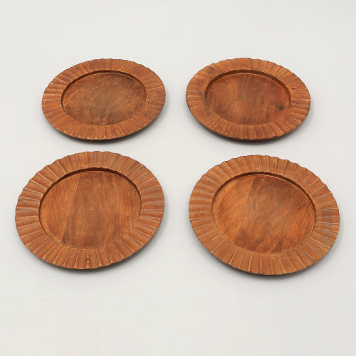 Handcrafted Wood Brown Charger Plate Wooden Dinning Placemat Artisan Wood Tableware - view 6