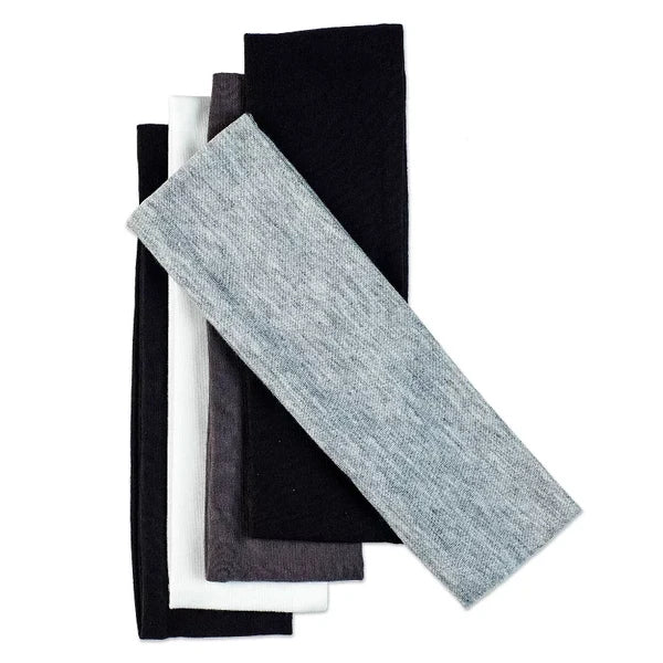 No Damage Stretch Fabric Headbands - Black/White/Grays - All Hair - 5pcs: Hair Styling, Securing Hair - view 2