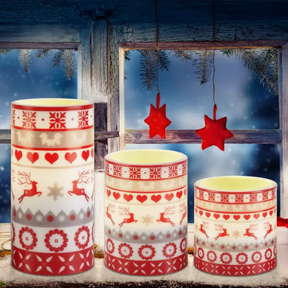 3Pcs Quantity Options Christmas Flameless LED Candles Deer Flickering Candle Lights Pillar Candles With 3 Lighting - view 5