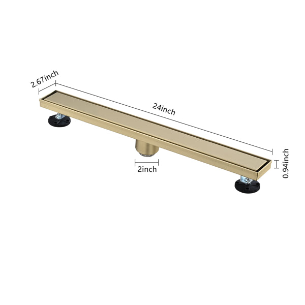24 Inch Linear Shower Drain With 2-in-1 Flat & Tile Insert Removable Cover - view 3