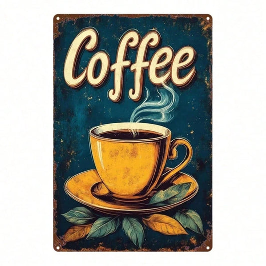 Vintage | Vintage Cup Metal Sign 1pc 2D Flat Tin Art Poster 8X12 Inch Retro Waterproof Rustproof Hanging Plaque Decor