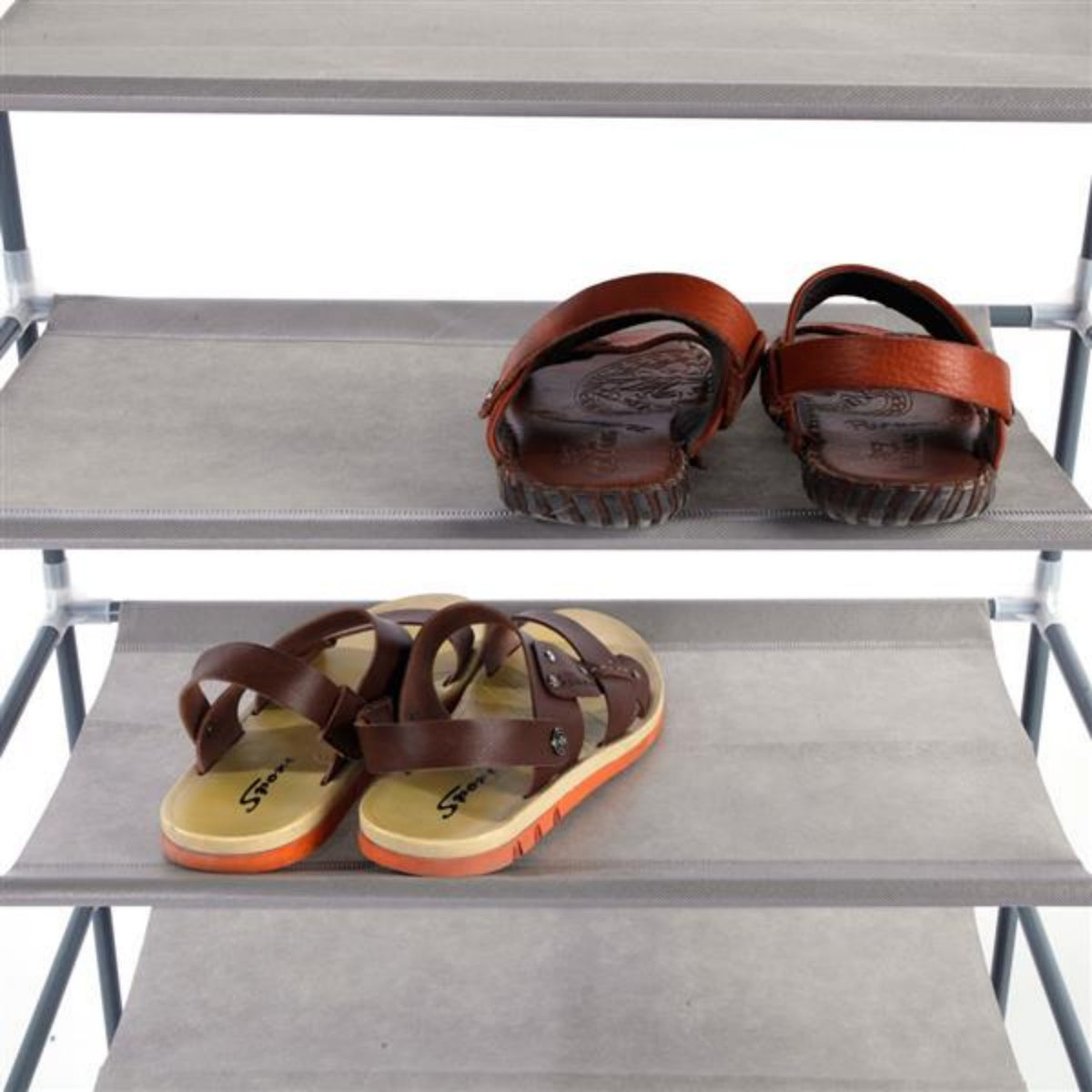 Simple Assembly 10 Tiers Non-woven Fabric Shoe Rack Gray - view 4