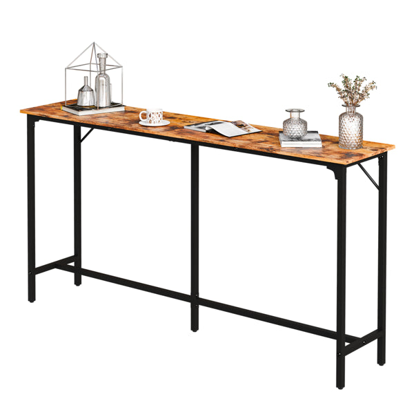 71-Inch Bar Table (Brown) - 209 Lbs Capacity Pub Height Table With Durable MDF Top & Metal Frame