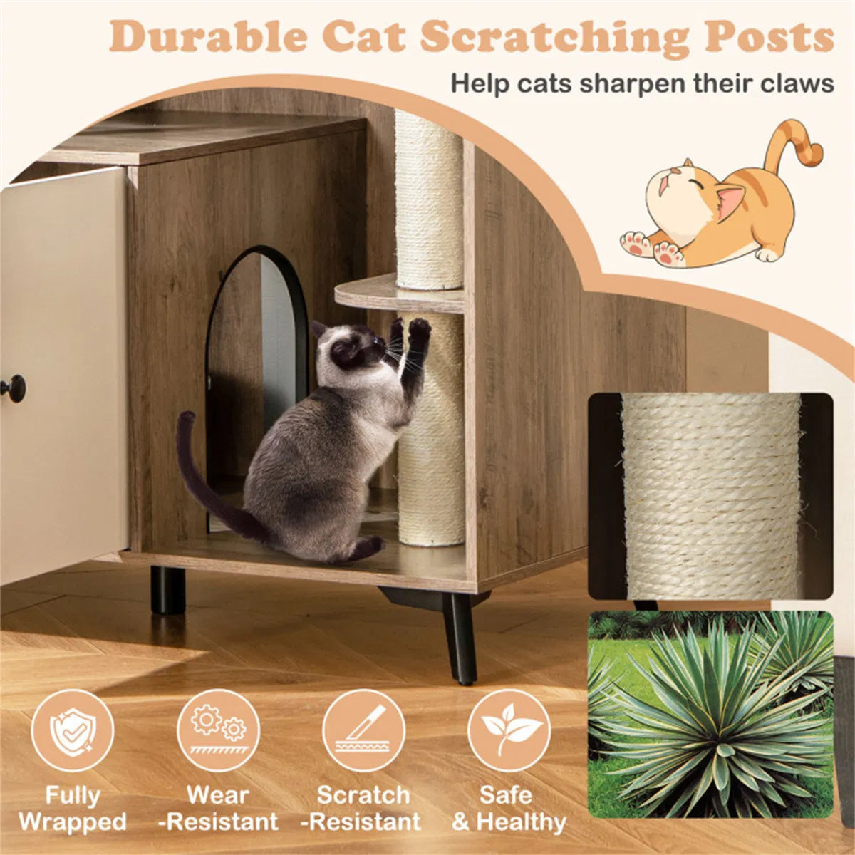 Cat Litter box with Cat scratching post, Cat Apartment, Cat House, locker - view 4