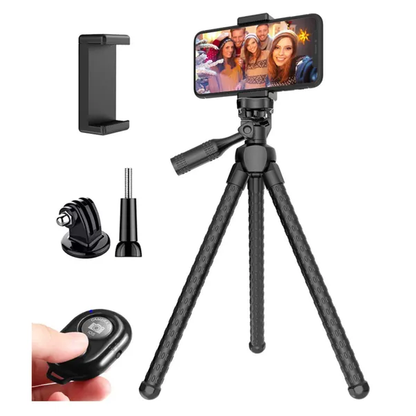 Portable And Adjustable Flexible Phone Tripods Camera Stand Holder With Wireless Remote And Universal Phone Mount - view 8