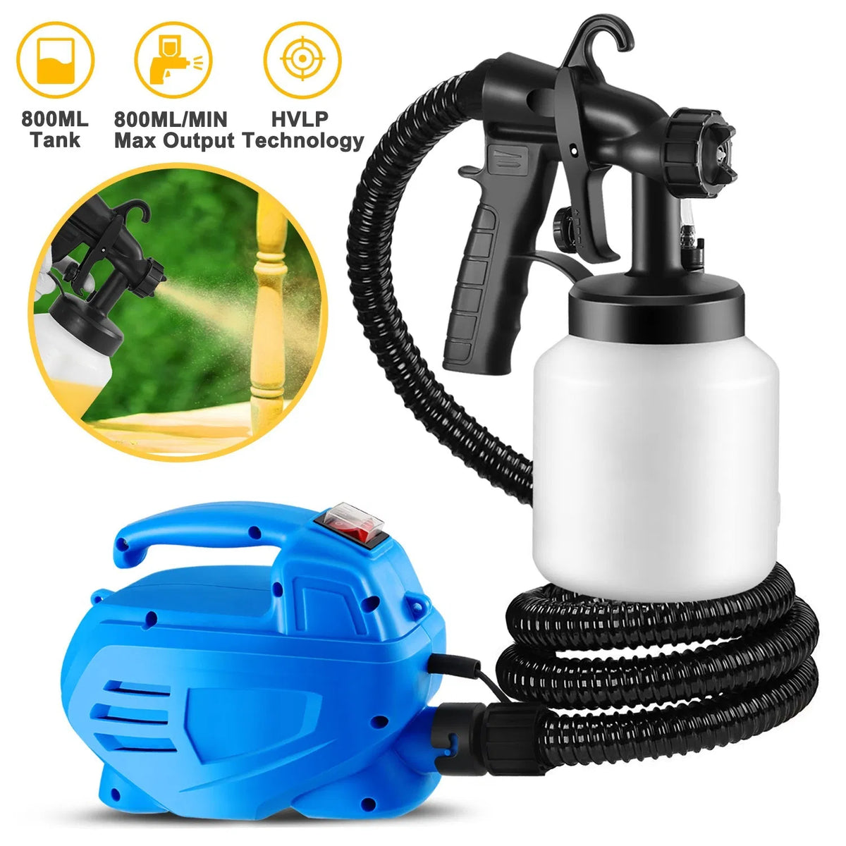 800ML Paint Spray Painter 650W Paint Sprayer Machine 800ML/Min Output HVLP Oil Primer Water Sprayer w / 3 Spraying - view 8