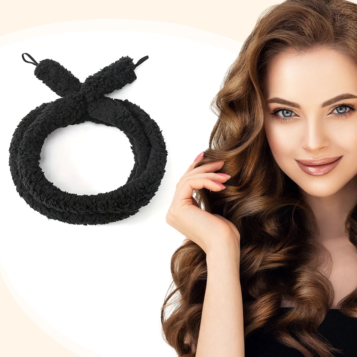 Satin Heatless Hair Curler, Lazy Natural Soft Wave DIY Heatless Curls For Sleep In Overnight, For All Hair Types - Black - view 7