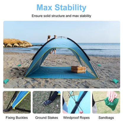 Beach Tent Sun Shelter UPF50 Add UV Protection, 6.9x6.9ft Beach Canopy Tent For 4-6 Adults - view 3
