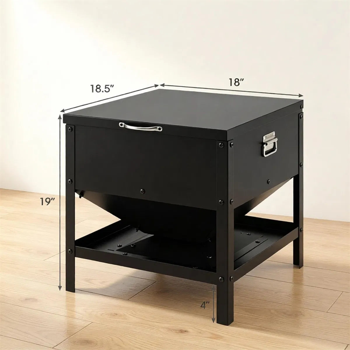 Heavy Duty Stainless Steel Chicken Feed Hopper with Lift Top Cover, Raised Legs Spill-Proof Poultry Feeding Box - view 8