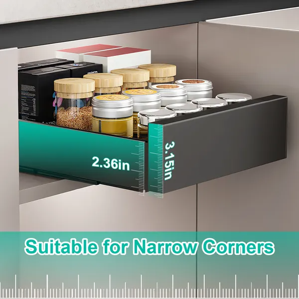 Pull Out Cabinet Organizer Carbon Steel Slide Out Drawer Storage Smooth Quiet Slide Rails For Kitchen Bathroom Living - view 5
