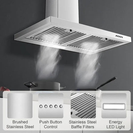 Range Hood 30 Inch, Wall Mount Range Hood Ducted/Ductless, Kitchen Hood In Stainless Steel - view 2