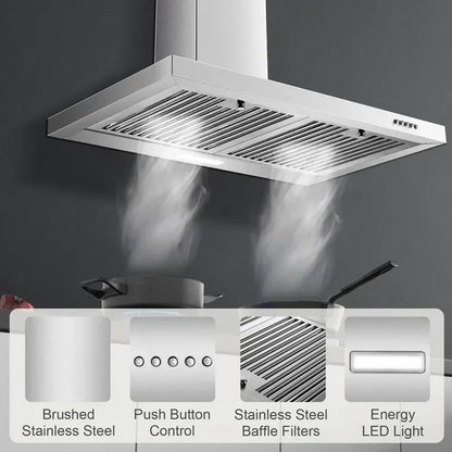 Range Hood 30 Inch, Wall Mount Range Hood Ducted/Ductless, Kitchen Hood In Stainless Steel - view 2