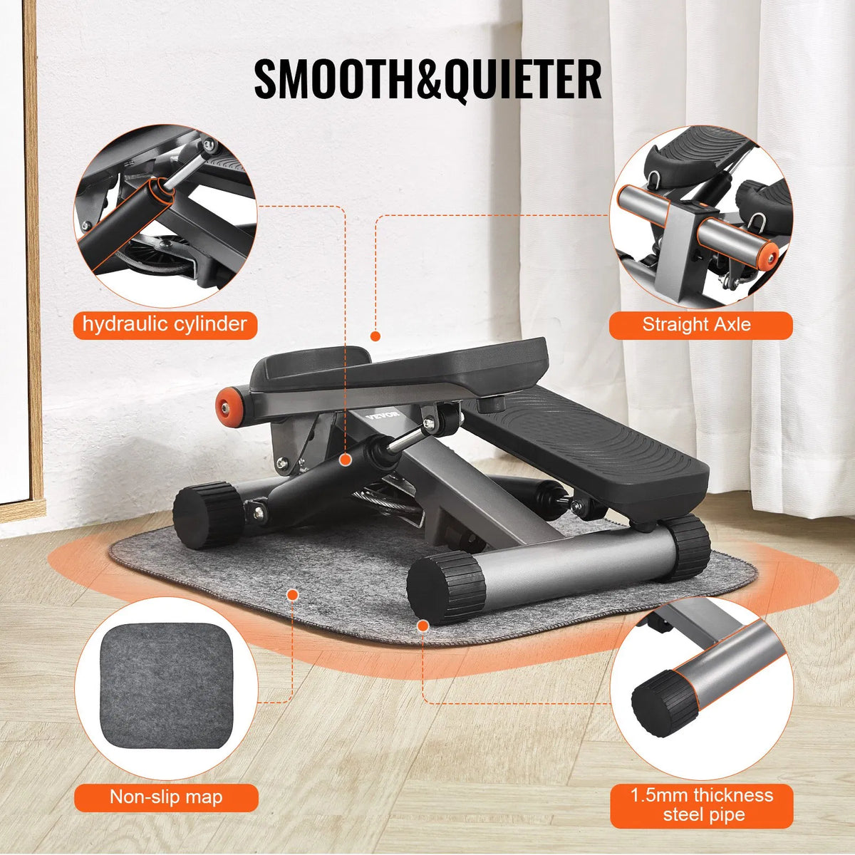 Stair Stepper For Exercise At Home Hydraulic Mini Stepper With Resistance Band - view 2