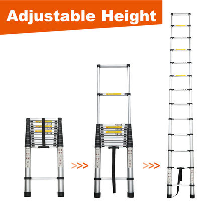 Telescoping Ladder 12.5FT, Telescopic Extension Ladder, Aluminum Alloy Folding Ladder Portable Multi-Purpose For Indoor - view 4