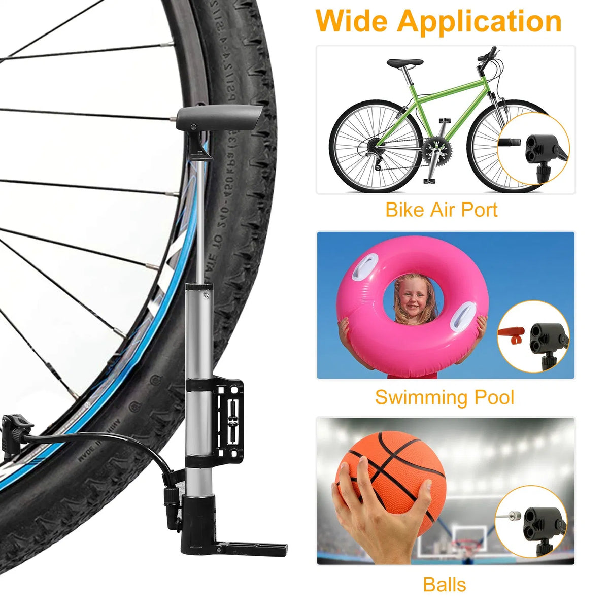 Mini Bike Portable Bicycle Tire Inflator Ball Air W Mount Frame For Mountain Road Bike - view 8