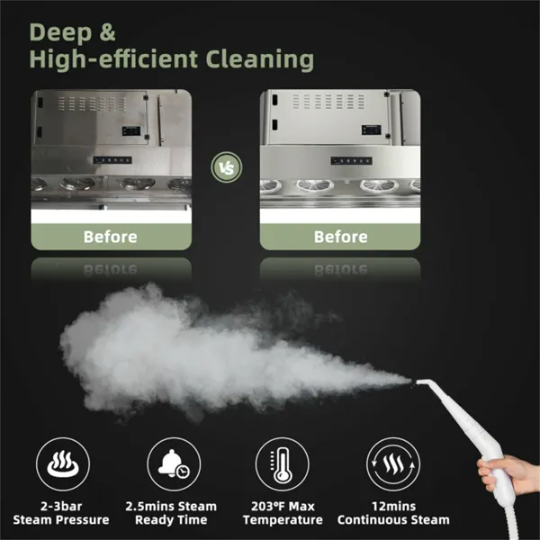 Multipurpose Steam Cleaner High-Temp Steam, 2-3 Bar Pressure, 10.2oz Tank & Continuous Cleaning - view 3