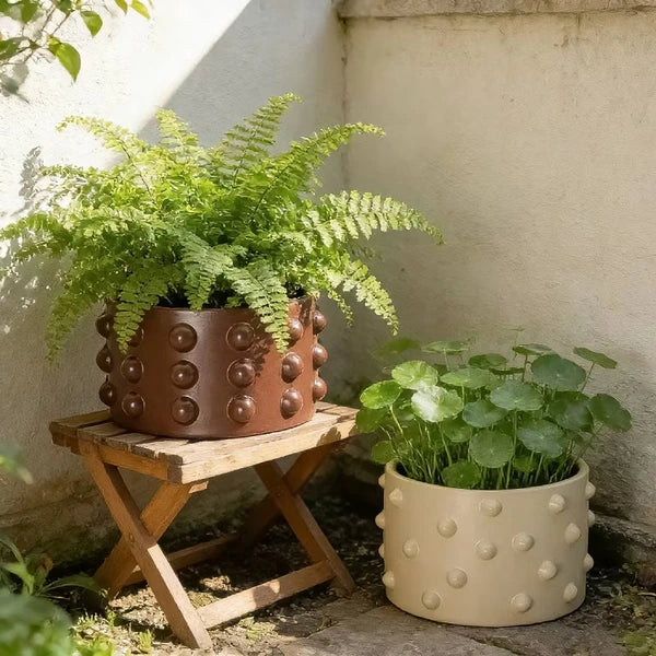5-Inch Textured Planter Pot – Inventive Design, Brown, For Indoor Plants & Succulents - view 2