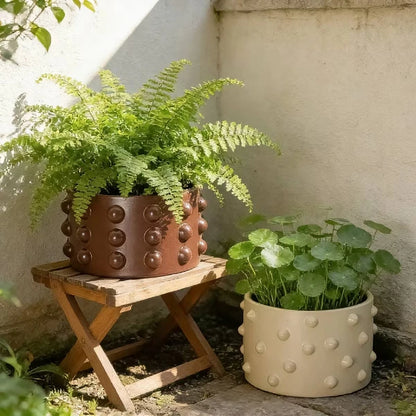5-Inch Textured Planter Pot – Inventive Design, Brown, For Indoor Plants & Succulents - view 2