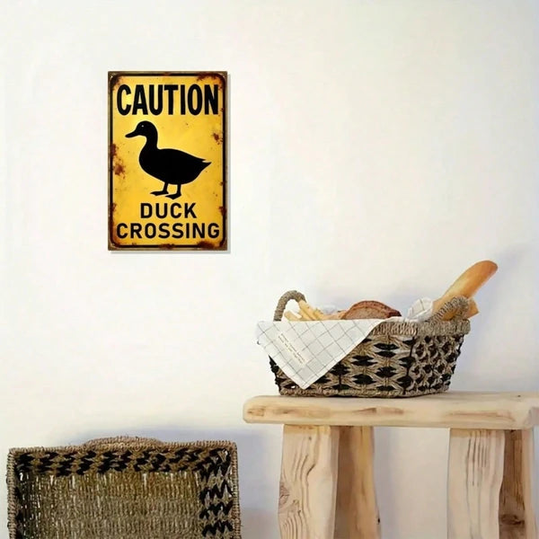 Vintage | Caution Duck Silhouette Metal Warning Sign 8x12 Inch 2D Flat Iron Wall Decor Yellow Retro Art Pre-Drilled - view 5