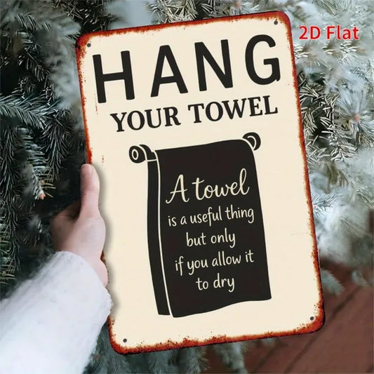 Vintage Funny Towel Holder Metal Wall Decor Rustic Farmhouse Bathroom Garage Towel Rack Iron Art