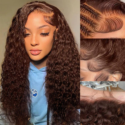 4x4 Lace Water Wave Human Hair Wig, Brown, Density - view 7