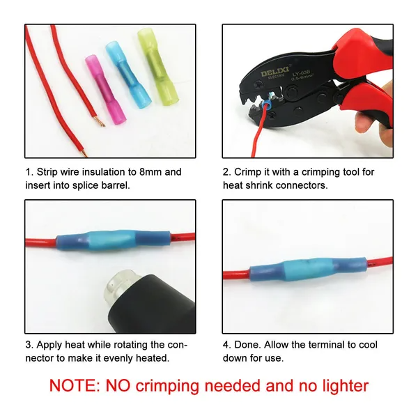 200PCS Heat Shrink Butt Wire Splice Connectors Seal Crimp Terminals USA - view 5
