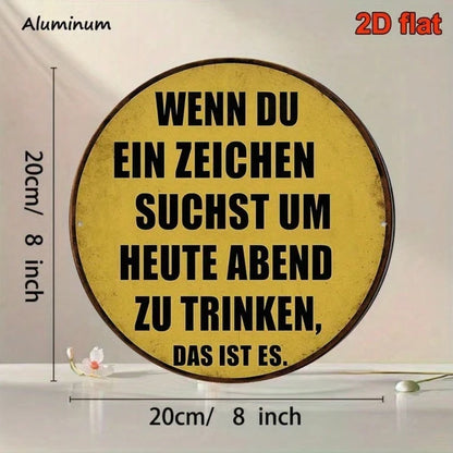 1pc 8x8 Inch Round French Aluminum Sign, Vintage Drinking Bar Decor Plaque - view 3