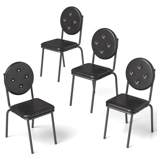 4-piece Bar Stools Faux Leather Dining Chairs With Waterproof Surface And Metal Legs - view 5