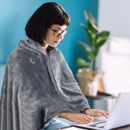 59 Plus 31in USB Heated Blanket Electric Heated Blanket Heated Poncho Shawl Wrap Throw With Zipper Washable For Home - view 3