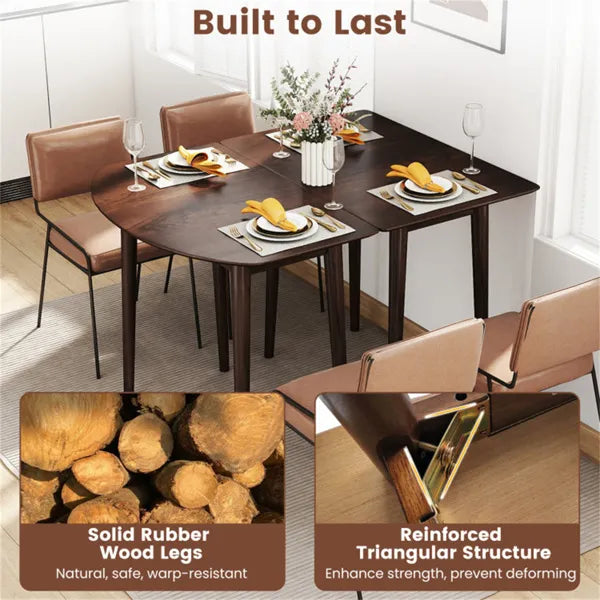 45" Extendable Dining Table Set, 2 Half-Round Tables Convertible To Oval For 4-6 People Walnut - view 2