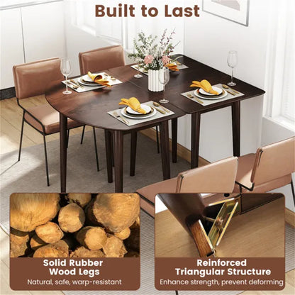 45" Extendable Dining Table Set, 2 Half-Round Tables Convertible To Oval For 4-6 People Walnut - view 2