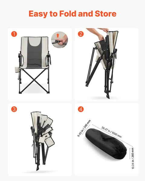 VEVOR Heated Camping Chair, 3 Heat Settings, High Back Folding Camping Chair, Supports 260lbs - view 7
