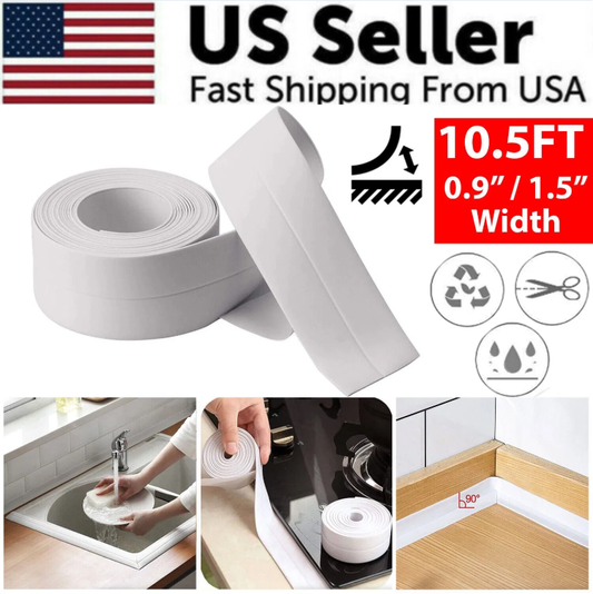 10.5FT PVC Self Adhesive Caulk Sealing Strip Tape For Kitchen Wall Sink Toilet