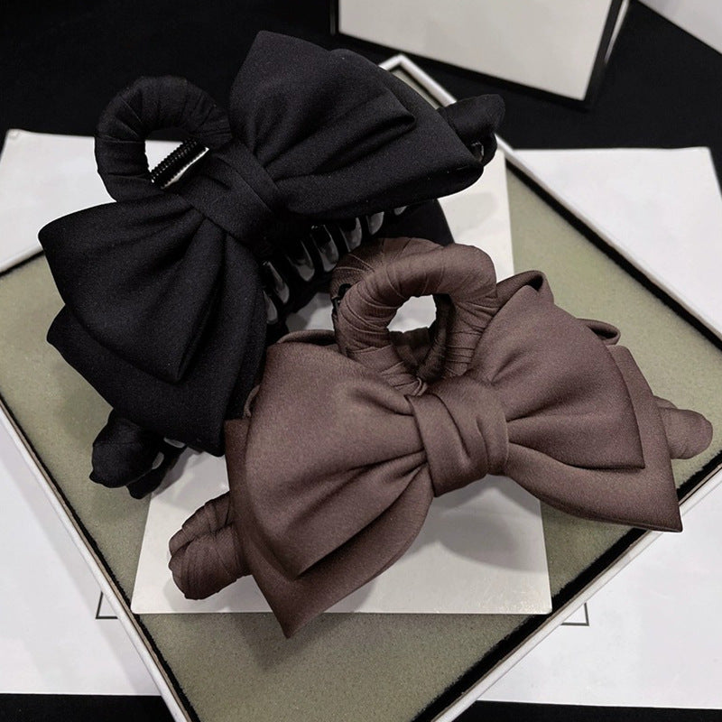 Bow Claw Clip Graceful Satin Headdress Shark Clip Updo Hair Claw - view 3