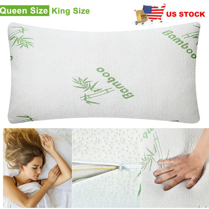 2 pack Bamboo Memory Foam Pillow Hypoallergenic Bed Pillow For Head Neck Rest Sleeping Shredded Pillow Washable Cover - view 8