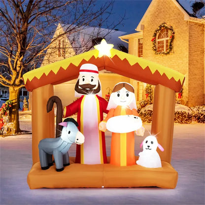 6ft Inflatable Nativity Scene - 6 Built-in LED Lights Weather-Resistant Polyester Xmas Outdoor Decor - view 2